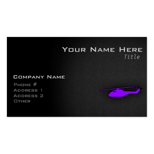Violet Purple Helicopter Business Cards (front side)