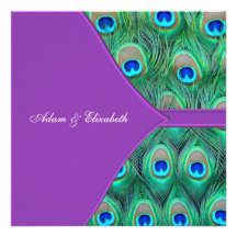 Violet Purple Peacock Wedding Invitations