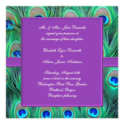 Violet Purple Peacock Wedding Invitations
