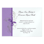 Violet Purple Silver Swirls White Post Wedding Personalized Invite