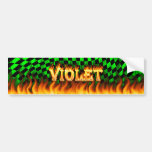 Violet real fire and flames bumper sticker design.