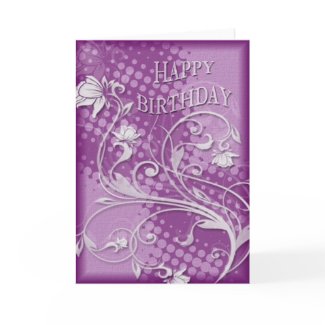 violet retro floral birthday card card
