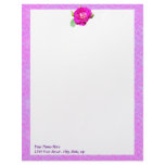 Violet Rose Damask Custom Letterhead
