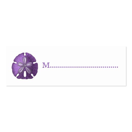 Violet Sand Dollar Reception Table Seating Cards Business Cards (front side)