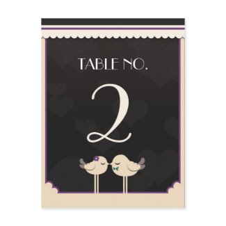 Violet Teal Love Birds Table Number Postcard