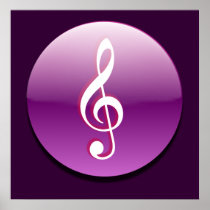Violet Treble Clef Button posters