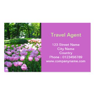 Violet tulips garden business card templates
