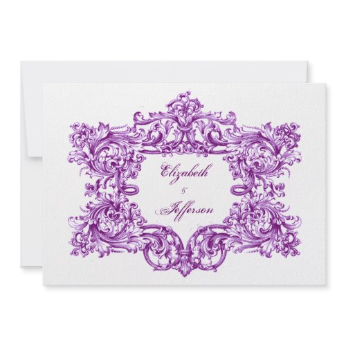 Violet Vintage Frame Wedding Invitations invitation