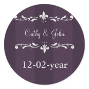 violet Wedding Monogram stickers sticker