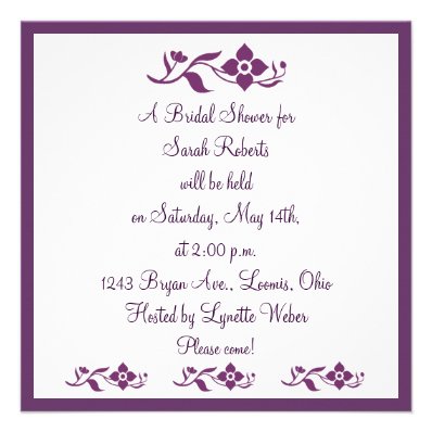 Violet White Floral Bridal Shower Invitation