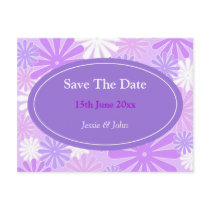 Violet white flowers postcards