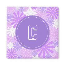Violet white flowers with "C" monogram magnets