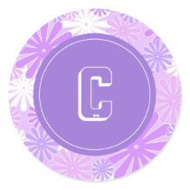 Violet white flowers with "C" monogram stickers