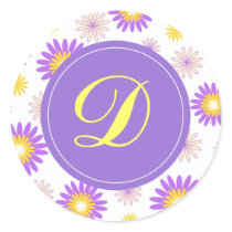 Violet yellow flowers with "D" monogram stickers