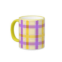 Violet yellow plaid - Mug by cycreation Violet yellow plaid - Mug
