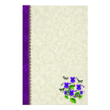 Violets and Butterflies Custom Stationery