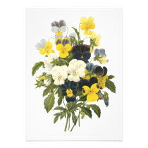 Violets and Pansy Flowers Botanical Art invitations