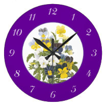 Violets and Pansy Purple Botanical Wall Clock wall clocks