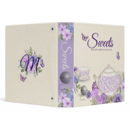 violets tea cup teapot butterflies notebook binder binder
