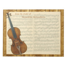 Violin and Bach Chaconne Manuscript Customizable Memo Note Pad