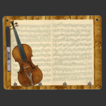 Violin and Bach Chaconne on Wood Panels Effect dry erase boards