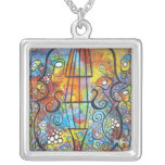 Violin And Flowers Necklace
