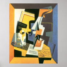 Violin and Glass by Juan Gris, Vintage Cubism Posters
