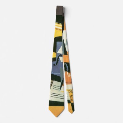 Violin and Glass by Juan Gris, Vintage Cubism Neck Tie
