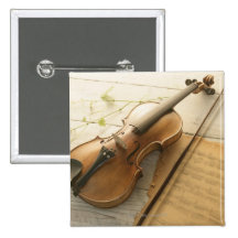 Violin and Sheet Music Pinback Button