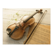 Violin and Sheet Music Post Card