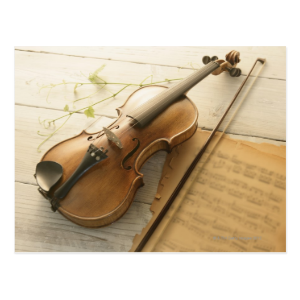 Violin and Sheet Music Post Card