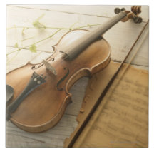 Violin and Sheet Music Tile