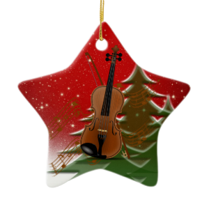 Violin at Christmas Ornament