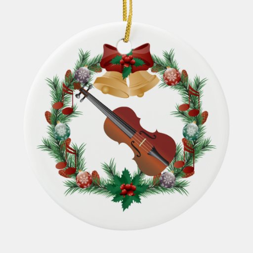violin christmas wreath music ornament gift zazzle violin christmas wreath music ornament gift zazzle