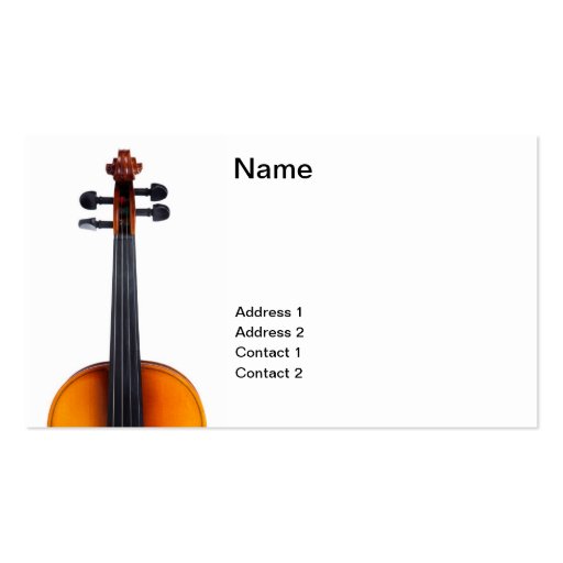 Violin close up business card templates (front side)