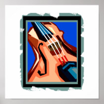 Violin close up graphic blue background abstract posters