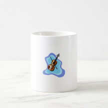 Violín con imagen azul del gráfico del fondo tazas