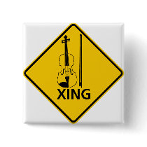 Violin Crossing Highway Sign Pin