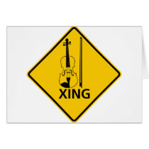 Violin Crossing Highway Sign Cards