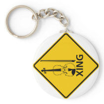Violin Crossing Highway Sign Key Chain