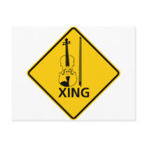 Violin Crossing Highway Sign Postcard
