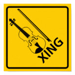 Violin Crossing Highway Sign posters