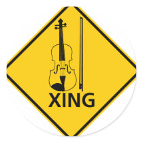 Violin Crossing Highway Sign Sticker
