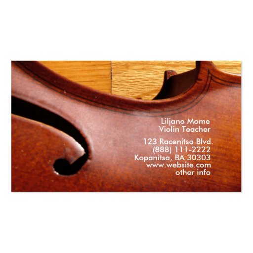 Violin F Hole Violin Business Cards Template (back side)