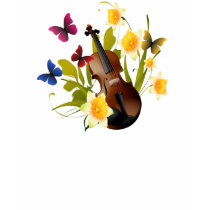 VIOLIN, FLOWERS AND BUTTERFLIES t-shirts