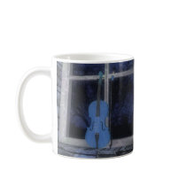 Violin in the Window: Blue Version: Coffee Mug