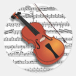 Violin Lover_ Round Stickers