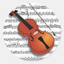 Violin Lover_ Round Stickers