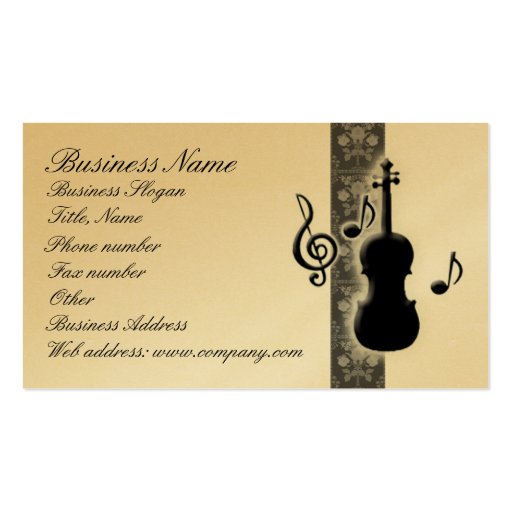 Violin Music Notes Business Card (front side)