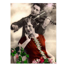 Violin Music Played by Vintage Musician Post Cards